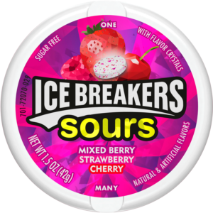 Pastillas Ice Breakers Sours Mixed Berry - Strawberry - Cherry 42 grs