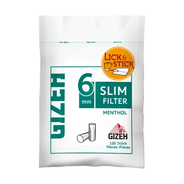 Filtros Gizeh Menthol Slim 6 mm 120 piezas