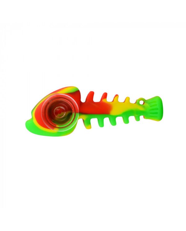 Pipa Silicona y Pirex Diseño Esqueleto de Pez