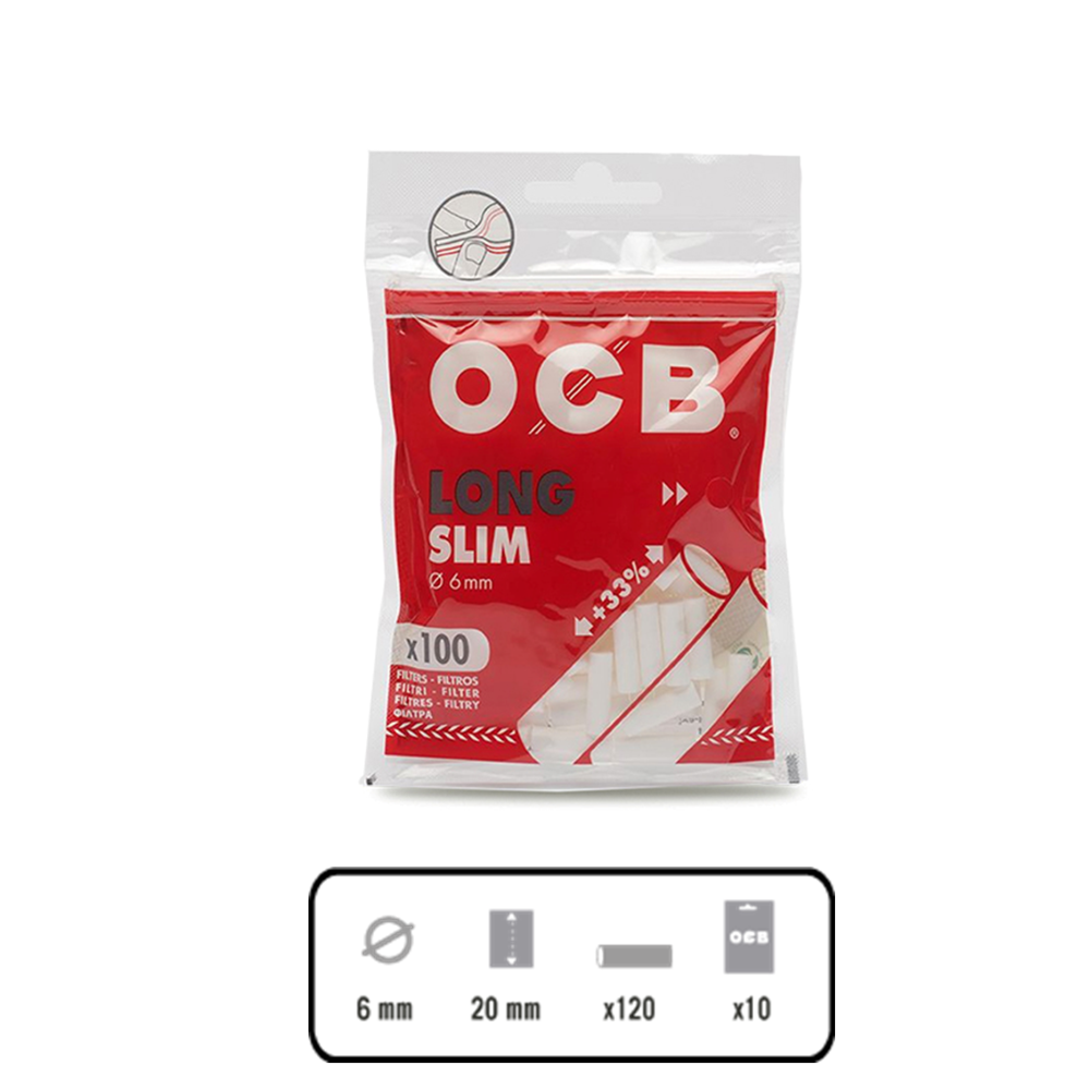 150x Filtros de Algodón para Tabaco de liar OCB Slim (6mm)