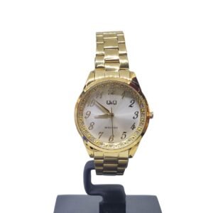 Reloj Q&Q Metalico Dorado Con Incrustaciones QC07J004Y
