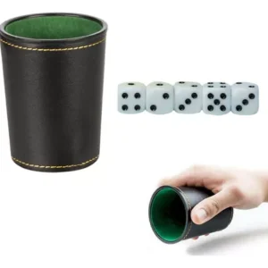 Vaso De Cuero Cacho + 5 Dados