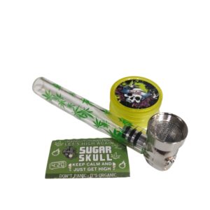 Set Pipa Pyrex Calavera + Moledor + Rejilla