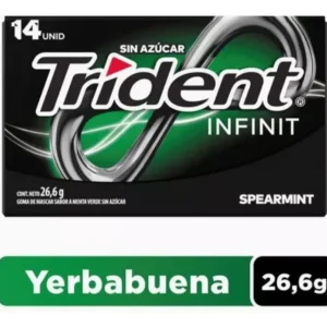 Chicles Trident Infinit Spearmint Sin Azucar 14 Unidades  26,6 gr
