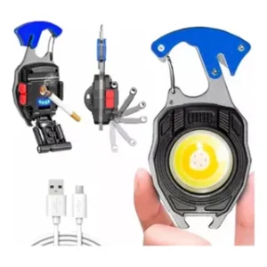 Linterna Con Mosqueton -Destornillador- Encendedor- Destapador/  6 Modos De Luces